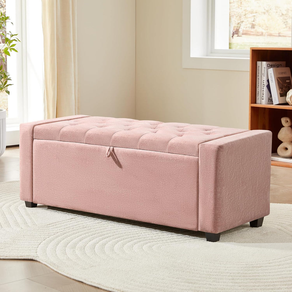 Royal Windsor Ottoman with Storage,Tufted Storage Bench with Safety Hinge,Hol...