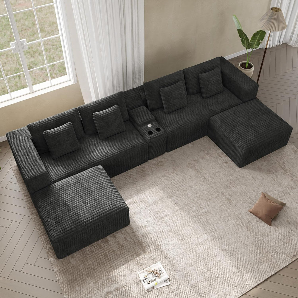 151" U Shaped Cloud Sectional Couch Modular Sofa, Comfy Oversized Couche...
