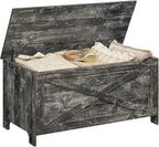 39.4" Toy Chest, Sturdy Entryway Storage Chest with Safety Hinges, Retro Toy Box, Wooden Look Accent Furniture for Living Room, Bedroom, Vintage Gray SCRP48101