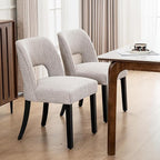 VKNOW Wooden Dining Chairs Set of 4, Modern Fabric Upholstered Dining Room Chair Kitchen Chairs, Farmhouse Dinner Chair for Kitchen Dining Room, Grey-Black Legs