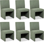 Modern Green Upholstered Dining Chairs Set of 6, Kitchen & Dining Room Chairs, Linen Dining Chairs with Wooden Frame, Fabric