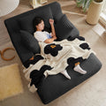 67 Inch Boneless Couch, Oversized Chaise Lounge Sofa, Corduroy Chaise Lounge Chair Indoor with Comfy Pillows for Living Room Bedroom, Foam Filling, No Assembly (Black)
