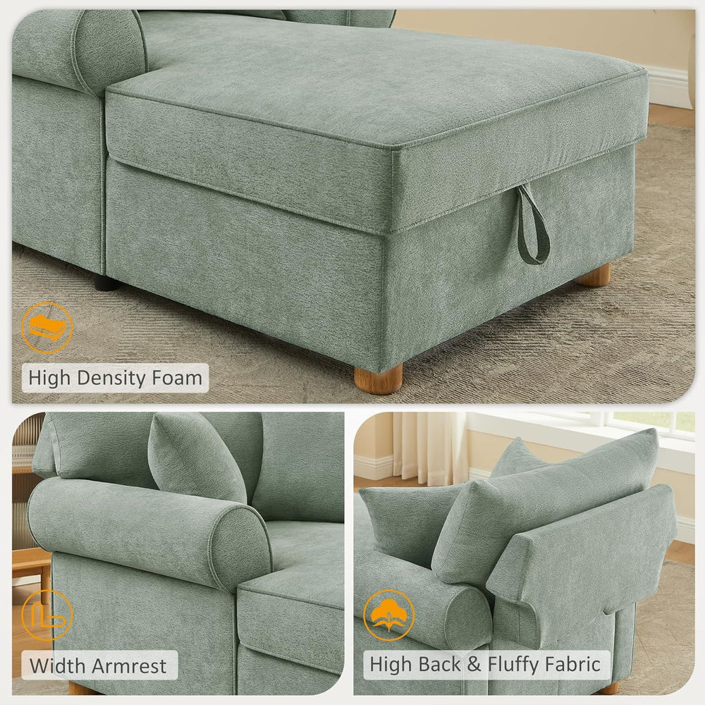VANOMi Oversized Chaise Lounge Chair Indoor, Comfy Reading Chair with Storage...