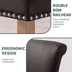 CHUN YI Dining Chairs Set of 6, Faux Leather Upholstered Dining Room Chairs with Nailhead Trim and Wood Legs, Mid Century Modern Parsons Side Chairs for Kitchen, Brown (Only Chairs)