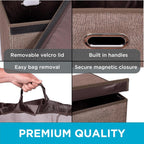 BIRDROCK HOME Single Laundry Hamper with Lid and Removable Liner | Linen | Easily Transport Laundry | Foldable Hamper | Cut Out Handles