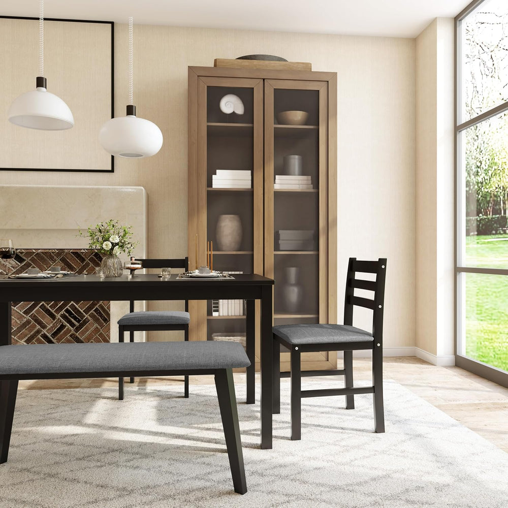 Dining Table Set for 4, Solid Wood Kitchen Table Chairs Set of 4, 43.3” Space...