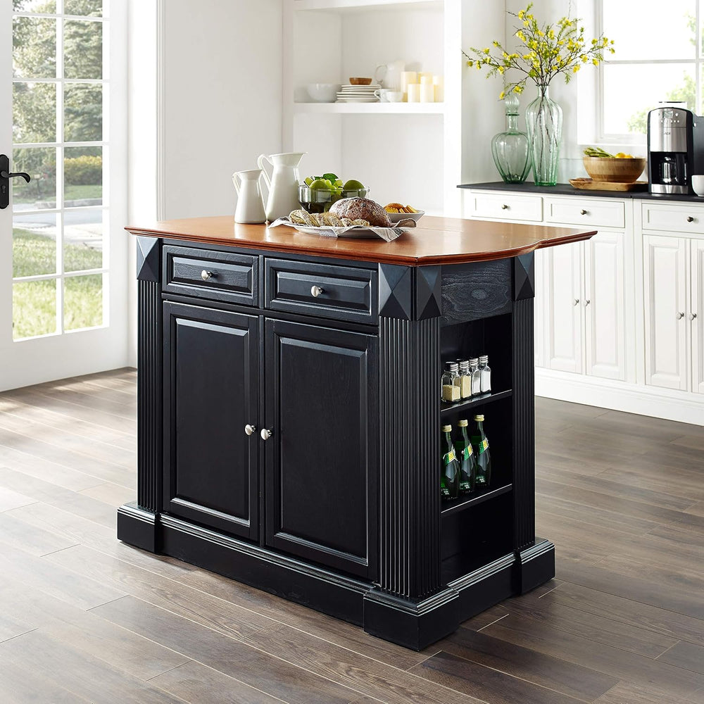 Crosley Furniture Drop Leaf Kitchen Island/Breakfast Bar, Black