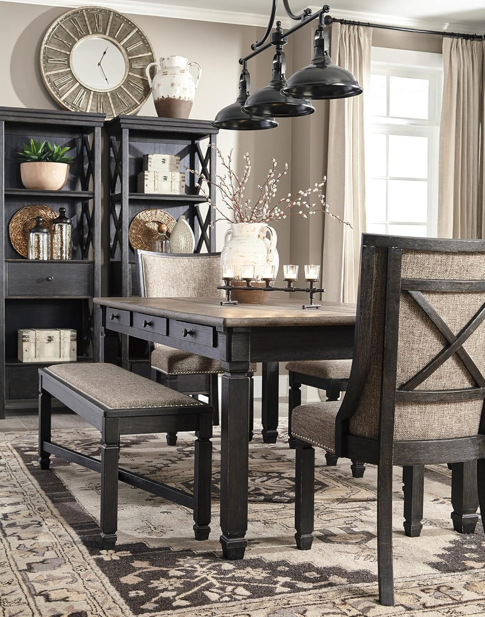 Signature Design by Ashley Tyler Creek Farmhouse Upholstered Dining Room Benc...