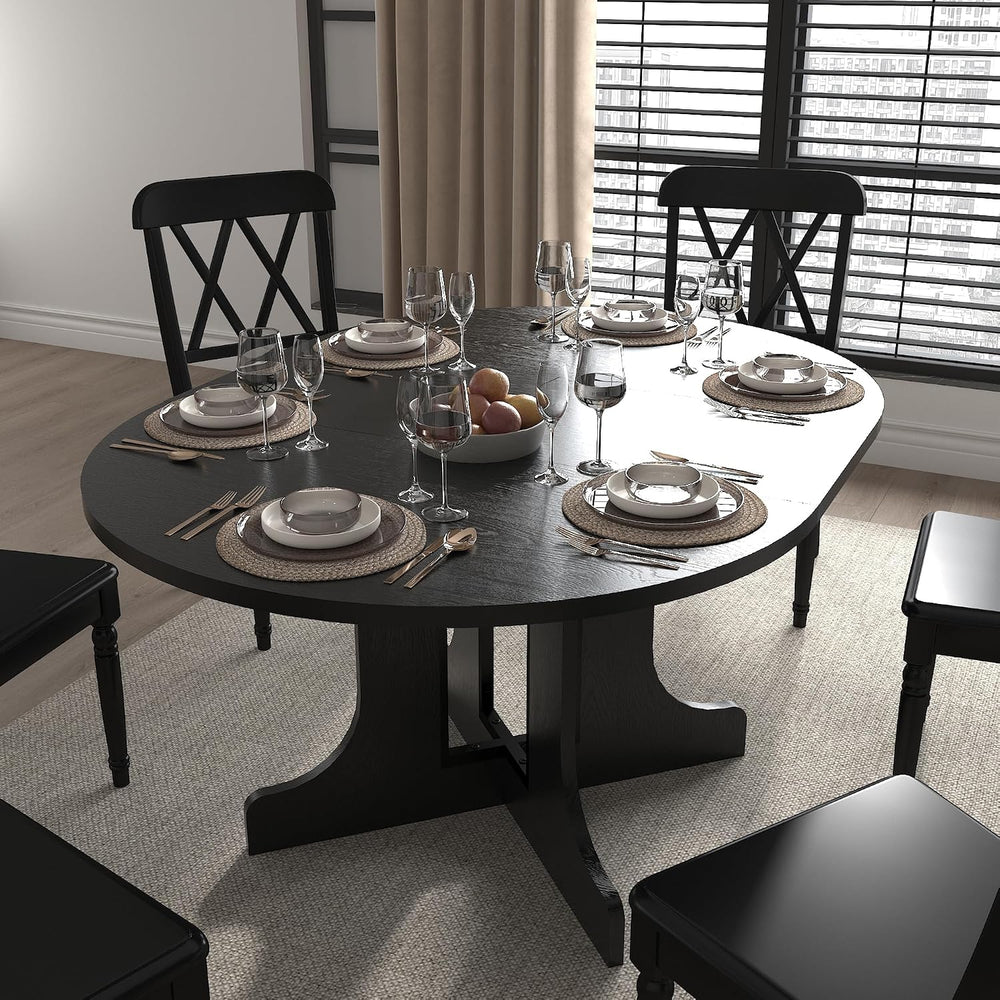 Round Expandable Dining Table,Wood Extendable Dining Room Table Extendable Ta...