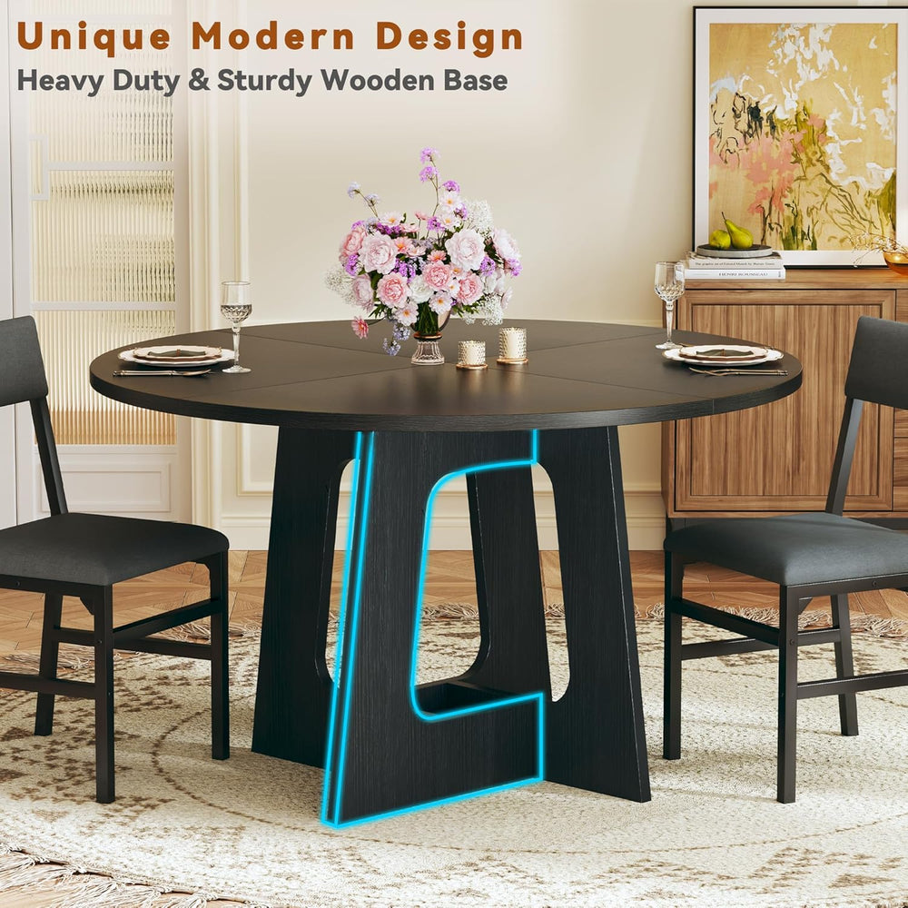 HUAHUU Round Dining Table Set for 6, 7-Piece Kitchen Table and Chairs for 6, ...