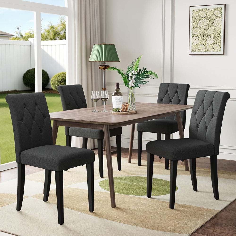 Welzona Upholstered Dining Chairs Set of 4, Button Tufted Parsons Dining Chai...
