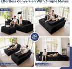 MAXYOYO 104" L Shaped Modular Sectional Sofa with Ottoman, Cloud Boneless Couch with Layered Cushion, Upholstered Sofa in a Box, Flexible Module Combination for Living Room, No Assembly, Black
