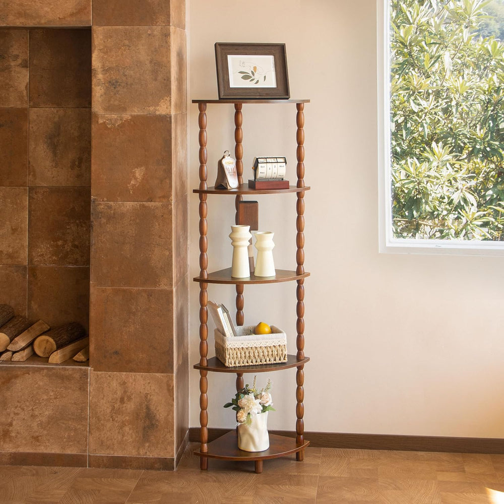MaxSmeo Corner Shelf, 5-Tier Corner Bookshelf for Small Spaces, Stylish Corne...