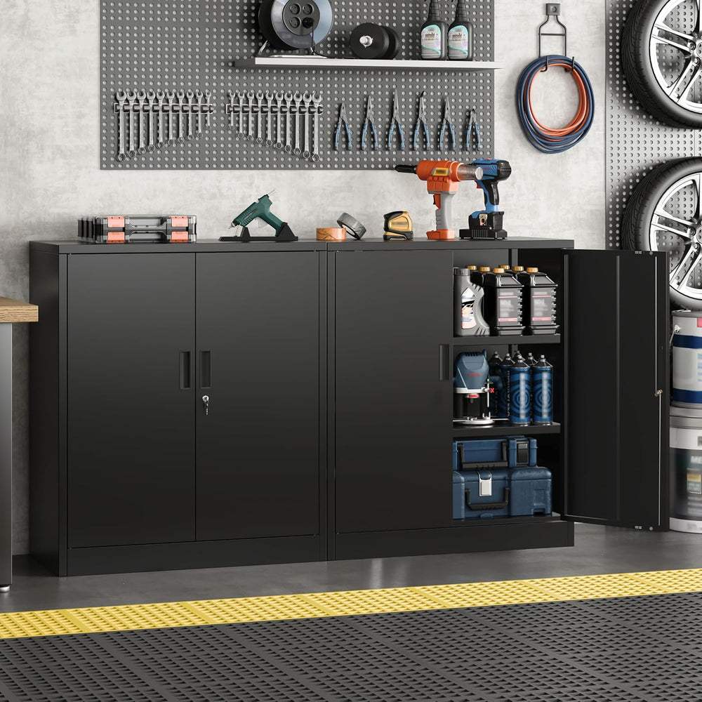 Metal Storage Cabinet, 36" Locking Cabinet with Adjustable Shelves for G...