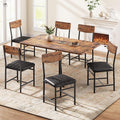 Industrial Dining Chairs Set of 6 - Upholstered Dining Room Chairs with PU Leather, Kitchen Chairs with Wooden Backrest and Thickened Metal Legs, for Dining Room, Living Room (6, Vintage)