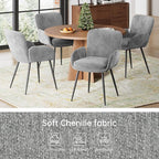 VKNOW Modern Dining Chairs Set of 6, Upholstered Dining Room Chair with Armrest, Kitchen Chairs with Curved Ergonomics Backrest for Living Room, Dining Room, Kitchen, Grey