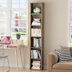 Tall Cube Storage Organizer Bookcase, 6 Tier 11 inch Open Back Cubical Shelf with Thickened Border, Display Bookshelf for Living Room, Home Office, Sturdy Room (Brown, 6 Cube,Vertical)