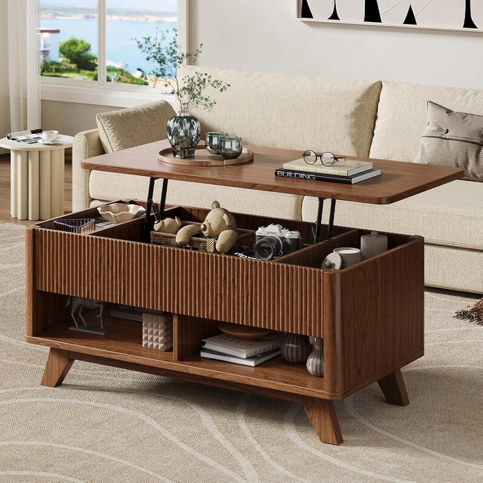 ONBRILL Farmhouse Lift Top Coffee Table, Mid-Century Modern Coffee Table