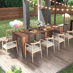 KEIKI 20"-118.5" L Extendable Foldable Dining Room Table for 1-10 People, Wood Multifunctional Rectangle Expandable Console Kitchen Living Meeting Room Furniture, 6 Tabletop Length Options, Walnut