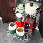 HOLDN’ STORAGE Two Tier Pull Out Cabinet Organizer, Individual Sliding Drawers - Heavy Duty Metal with Lifetime Limited Warranty - Anti Rust Chrome Finish - 24" W x 21”D x 16.5" H