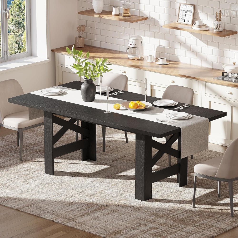 71" Farmhouse Dining Table for 6-8 Person, Large Rectangular Wood Dining...