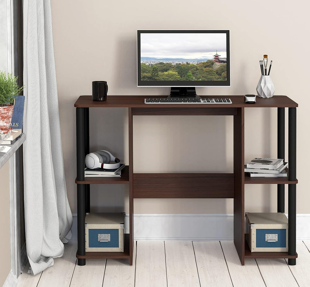 SHW 38-Inch Home Office Wood Desk with Double Sided Shelves, Cherry