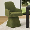 Swivel Dining Chair Set of 1, Mid Century Modern Chair Fabric Upholstered Armchair with Armrest & Ergonomic Backrest for Dining Room, Kitchen, Bedroom, Living Room, Green