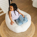 Big Joe Cloudberry Bean Bag Chair, Foam-Filled Structured Seat, Teddy Boucle, Icing, Kids