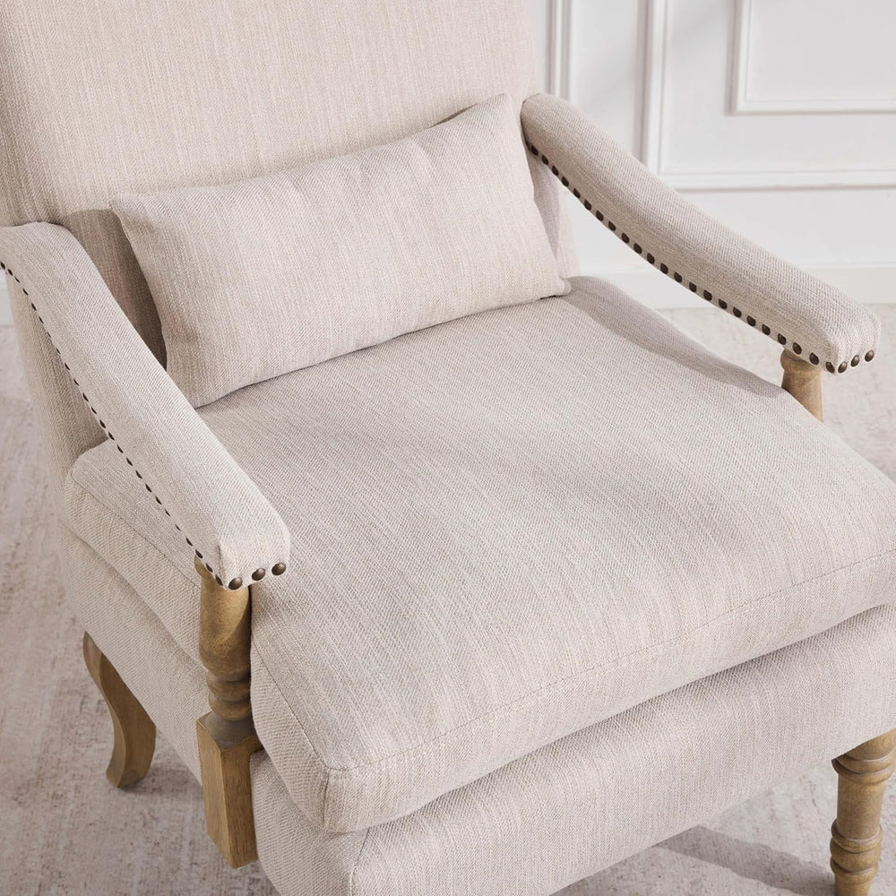 Accent Chair with Ottoman, Farmhouse Upholstered Armchair with Removable Thic...