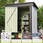 Patiowell 5x3 FT Outdoor Storage Shed, Garden Tool Shed with Sloping Roof and Lockable Door, Metal Shed for Backyard Garden Patio Lawn, White