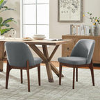 VKNOW Wooden Dining Chairs Set of 2, Upholstered Dining Room Chairs with Rubberwood Legs and Padded Seats, Kitchen Chairs for Restaurant Kitchen Living Room, Grey