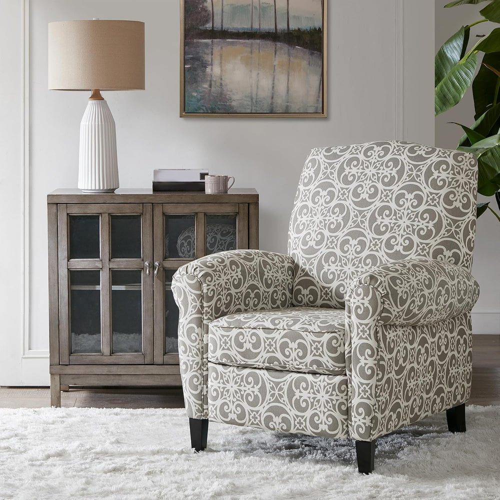 Madison Park Kirby Recliner Chair - Solid Wood, Plywood, Rolled Back Button T...