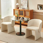 NORDICANA Barrel Dining Room Chairs with Arms, Faux Fur Accent Chairs Set of 2, for Kitchen, Living Room, Upholstered Armchairs, Off-White