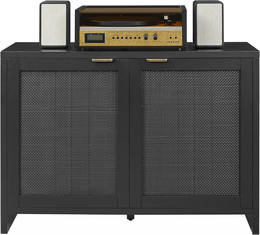 Crosley Furniture Kenji Media Console, Record Player Stand with Vinyl Storage...