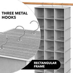 Simple Houseware 24 Section Shelves Hanging Shoes Organizer, Gray | 3 Metal Hooks, 8 Tier, Holds Up to 24 lbs