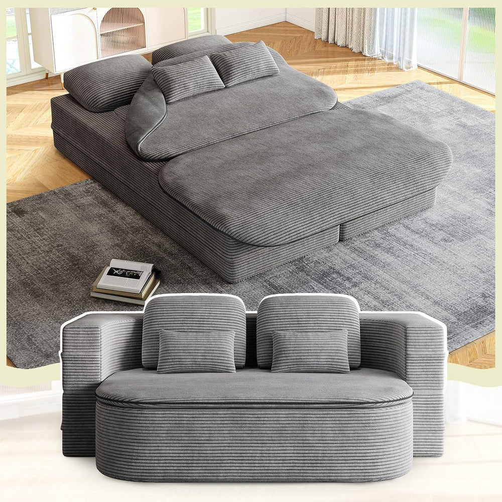 Antetek Convertible Sleeper Sofa, Modern Folding Futon Corduroy Floor Foam Co...