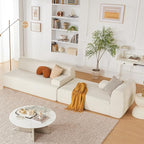 107" Modular Sectional Cloud Couch, Boneless couches Sponge sectionals for Living Room, High Density Sponges Sofa, Modular L-Shape with Chaise, Beige