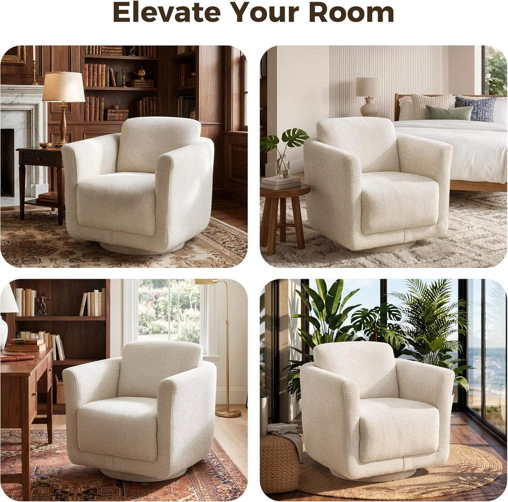 Swivel Accent Chairs Set of 2, Fully Assembled Chenille Armchairs, Linen | 36...