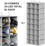 Simple Houseware 24 Section Shelves Hanging Shoes Organizer, Gray | 3 Metal Hooks, 8 Tier, Holds Up to 24 lbs