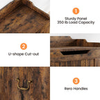 IDEALHOSUE 24.8” Storage Chest, Wooden Storage Bench with Safety Hinge, Retro Blanket Storage Trunk for Entryway, Living Room, Supports 350 lb, Rustic Brown
