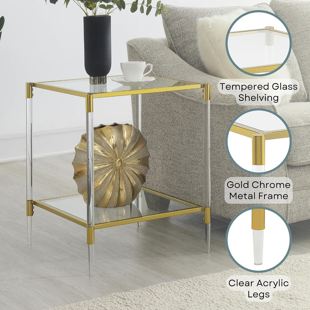 Convenience Concepts Royal Crest Acrylic Glass Square End Table 20.25" -...
