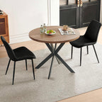 PU Leather Dining Chairs Set of 2, Modern Armless Dining Room Chairs, Comfy Upholstered Kitchen Chairs with Backrest, Black Metal Legs for Living Room, Dinning Room, Black