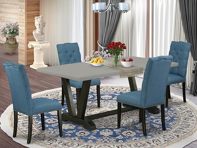 East West Furniture V697EL121-5 5 Piece Dinette Set Includes a Rectangle Dini...