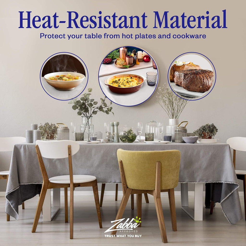 Nuvantee Revolutionary Table Pad - Waterproof, Protects Table from Spills and Heat - 52 X 108 Inch Deluxe Vinyl Premium Table Protector - Flannel Backing, Lies Flat