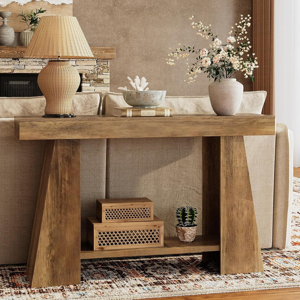 47.24" Farmhouse Entryway Console Table, Narrow Sofa Table Behind Couch,...