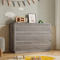 Dresser for Bedroom with 6 Drawers, Fluted Chest of Drawers with Round Curved Corner, Hidden Handles, Modern Wood Storage Organizer for Bedroom, Nursery, Living Room