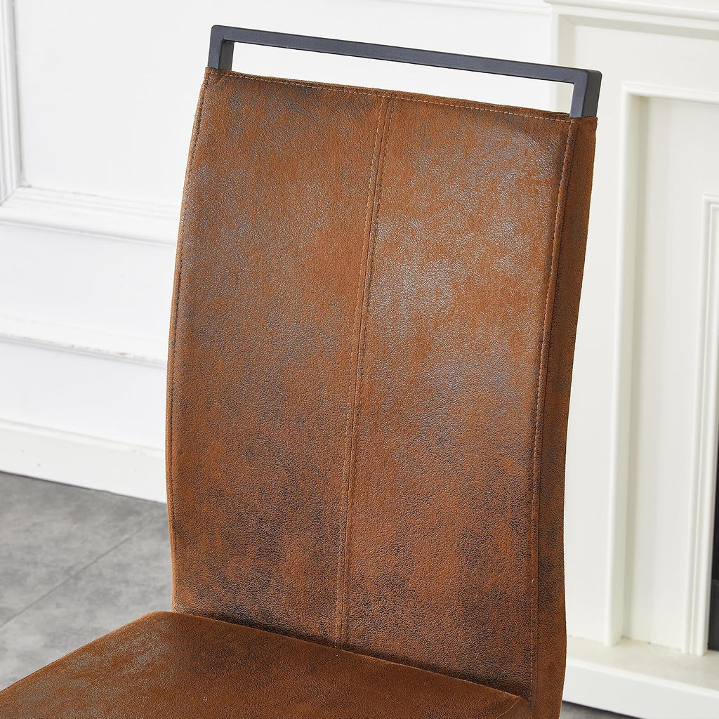 Baysitone Modern Dining Chairs Set of 4, Side Dining Room Chairs, High Back Kitchen Chairs with Suede Fabric Padded Seat for Dining Room,Kitchen, Living Room Brown