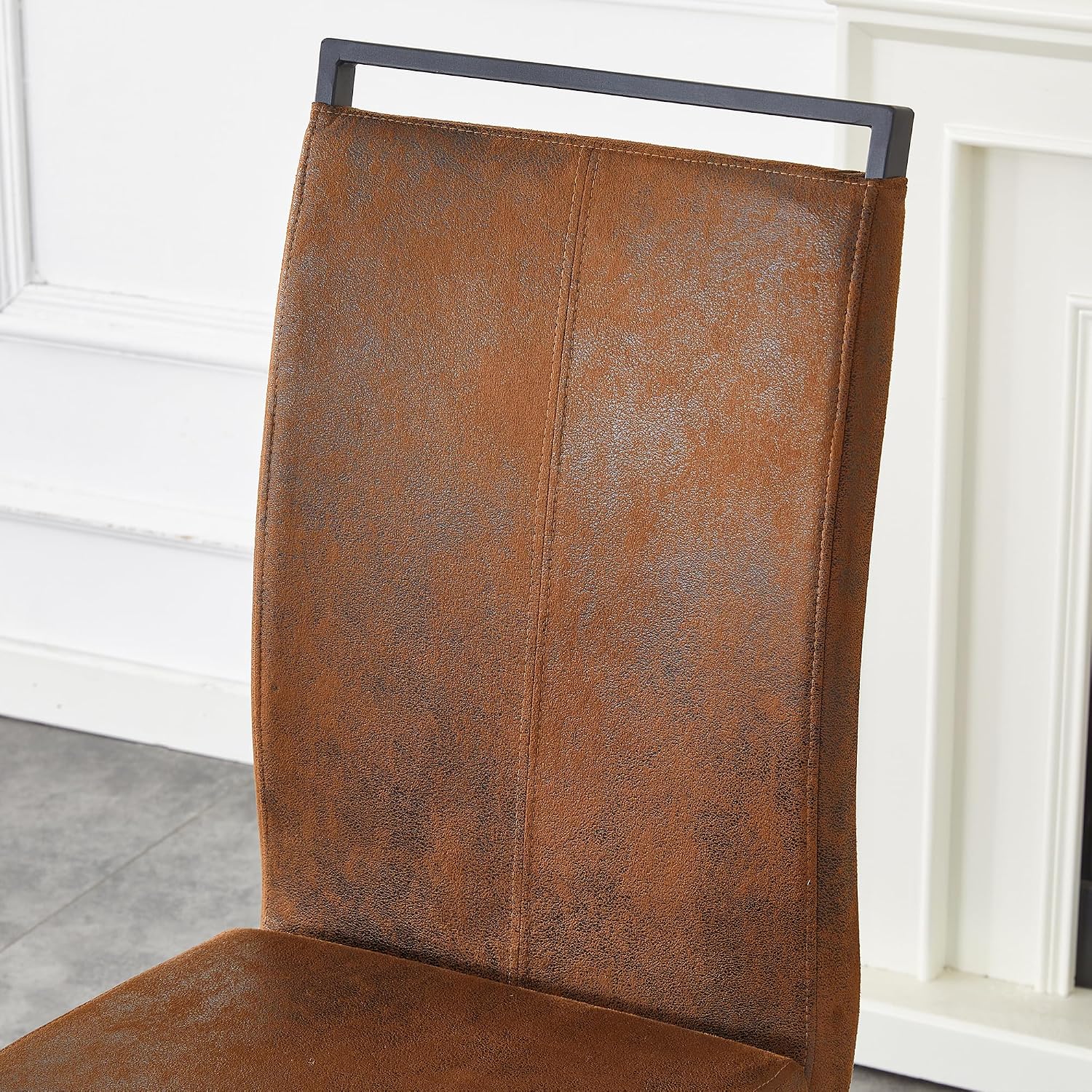 Baysitone Modern Dining Chairs Set of 4, Side Dining Room Chairs, High Back Kitchen Chairs with Suede Fabric Padded Seat for Dining Room,Kitchen, Living Room Brown