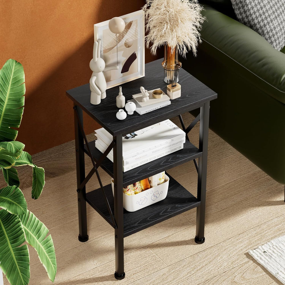 VECELO Modern Nightstands X-Design Side End Table Night Stand with Storage Sh...