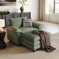 LINSY HOME Cloud Sofa Accent Chair with Ottoman Chaise Lounge Chair Indoor, Corduroy Couch Sofa Chair for Living Room Apartment Bedroom Office, Green